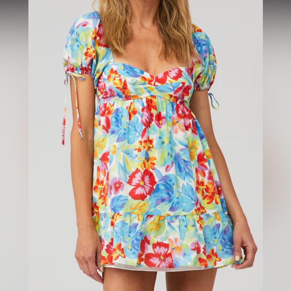 Amanda Uprichard Floral Puff Sleeve Mini Dress